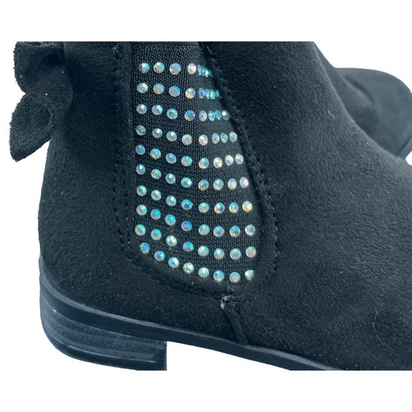 CRB Girl Girl's Size 6 Black Suede Booties W/ Multi-Colored Rhinestones - Picture 5 of 7